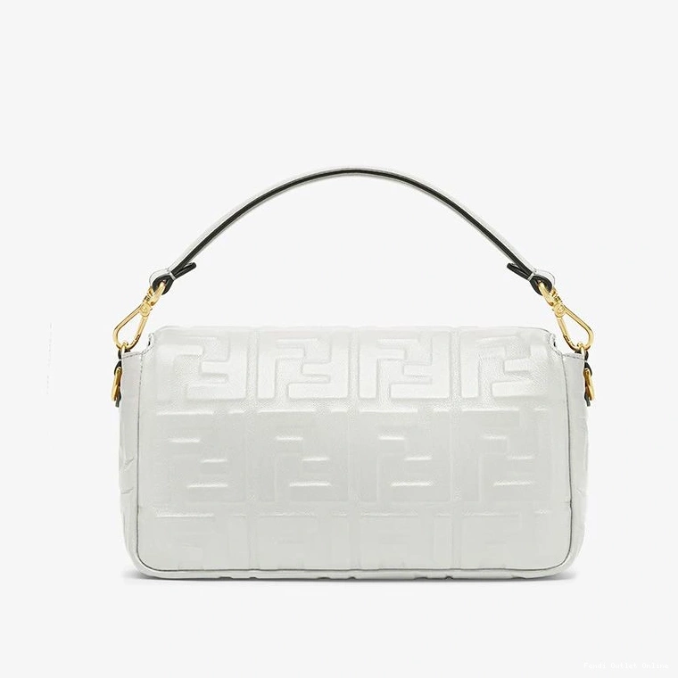 Affordable Fendi Bag White Nappa Motif Medium Baguette In Leather FF 0716